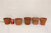 5 Terra Cotta Flower Pots