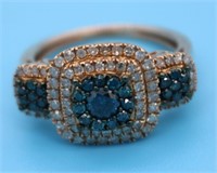 10K LADIES COCKTAIL RING, SMALL DIAMOND &