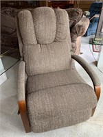 La-Z-Boy fabric and wood rocker recliner. Sits