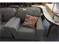 (2) CLOTH COVERED CHAIRS; (1) LOVE SEAT; (3) PILLO