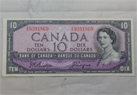 Canada $10 Banknote 1954 BC-40a Beattie  Coyne