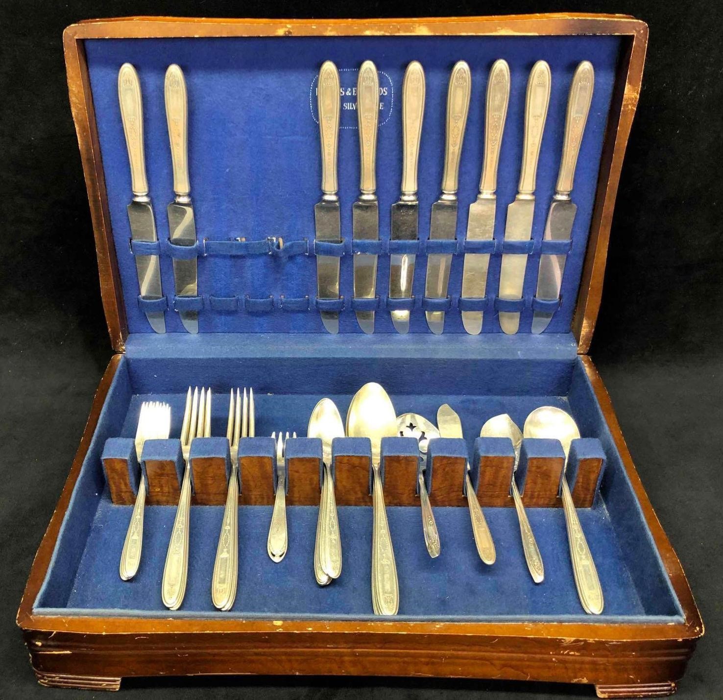 Inlaid Silver Plated Silverware Set Holmes & Edwar