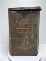 RILEY'S TOFFEE TIN - 10" WIDE X 14" TALL