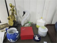 CELLO PLAYER, GLASS GOOSE, WEDGWOOD, MORE