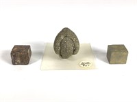 Pyrite Nodule, Pyrite Cube & Hematite Specimens