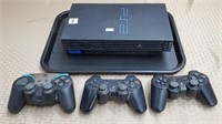 PS2, 2 Sony & 1 Hipgear Controller AS IS