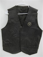 Men's Leather Vest W/US Marshal Badge