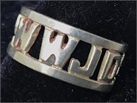 Sterling silver ring with “WWJD?” Design Size 6.5