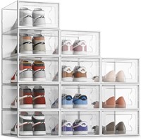 XXL 12 Pack Shoe Box, Fits Size 14, Clear