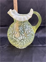 Large Vaseline and opalescent pitcher
