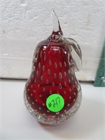Vintage Blown Glass Pear Paperweight 5&5/8"