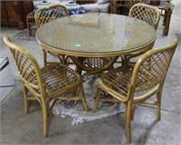 Rattan dining table and 4 chairs