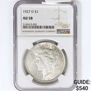 1927-D Silver Peace Dollar NGC AU58