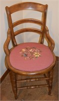 Antique Needlepoint Seat Parlor Chair 33.5t