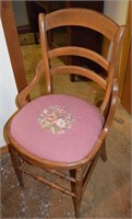 Antique Needlepoint Seat Parlor Chair 33.5t
