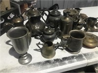 Silver lot of cups saucers and tea pots