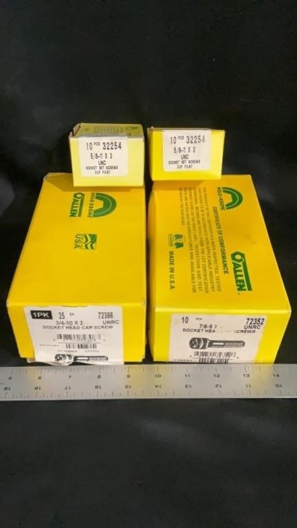 Socket head, socket set screws, 4 boxes in lot