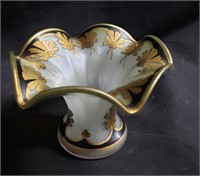 Vintage art glass decorated vase, Kralik ?