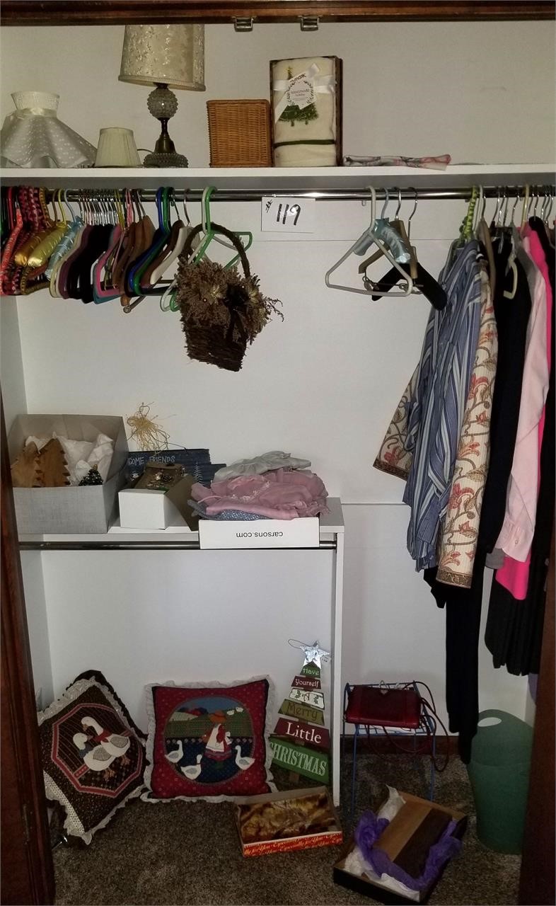 Closet Full-Pillows, Lamps, Clothes, Some