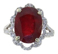 14kt Gold Oval 10.27 ct Ruby & Diamond Ring
