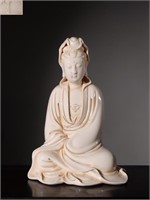 Chinese Blanc De Porcelain Guanyiin Statue