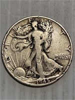 1945 S Walking Liberty Silver Half
