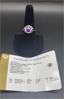 Amethyst & White Topaz Sterling Silver Ring