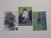 LOT OF 3 RUSSELL WILSON SIGNED CARDS WITH COA