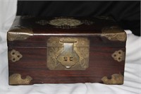 A Vintage Chinese Rosewood and Jade Box