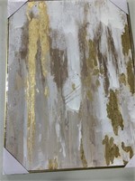 Gold Abstract Wall Art Decor, Golds and Grey