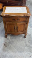 French Provincial Marble Insert Nightstand