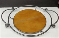 Large Serving Tray 19” Wood and Metal