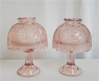 2 Pink Glass Fairy Lamps