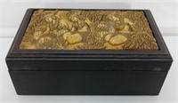 Vintage wooden box with Hawaiian scene inlay