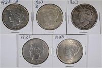 3-1923 & 2-23-D CIRC PEACE DOLLARS