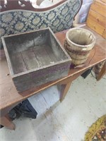 Vintage Bucket & Wood Box