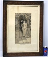 Antique Framed Art Print Signed P. Tarrant