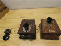 Antique telephone parts.