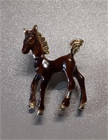 Vintage Brown Horse Foal Unique Brooch Pin