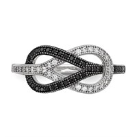 Silver Pavé Black and White Crystal Ring