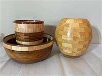 2 Signed Walter Berg Hand Crafted Wooden Bowls