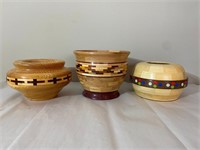 3 Signed Walter Berg Hand Crafted Wooden Bowls