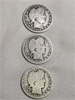 1909D,10,14 Barber Quarters