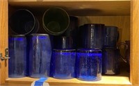Blue Bubble Glass, Longaberger Pottery Mugs
