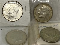 4 - 1964-65 Kennedy Half Dollars 40% & 90% Silver