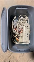 Tote of Extension Cords & Wires