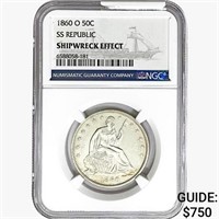 1860-O Seated Lib. 50C NGC Shipwreck Effect SS