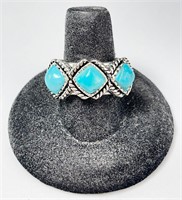 Sterling Turquoise Ring 8 Grams Size 7.5