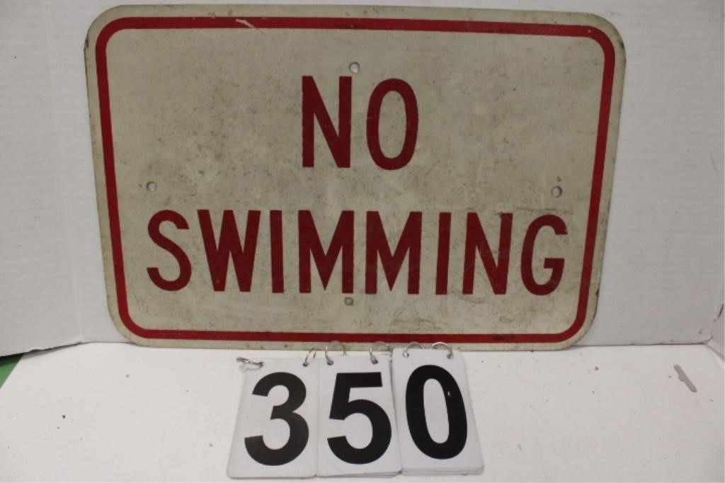 No Swimming Sign Metal 12" X 18"