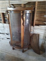 Antique glass display cabinet curved front